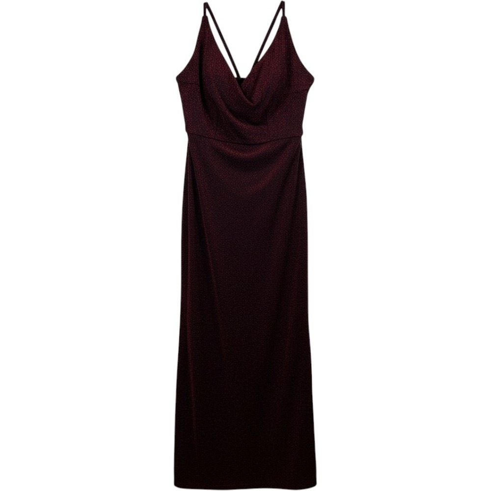 Superdown Maxi Dress Womens Small Burgundy Red Glitter Metallic T-Back Formal